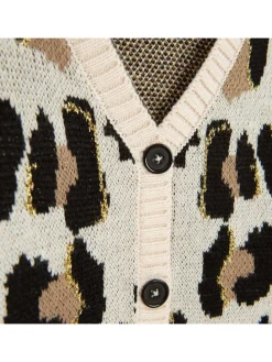 Cardigan in Creme/ Hellbraun/ Schwarz