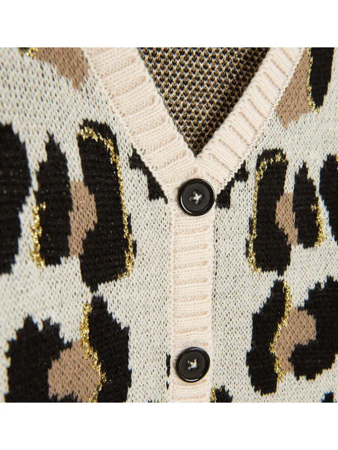Cardigan in Creme/ Hellbraun/ Schwarz