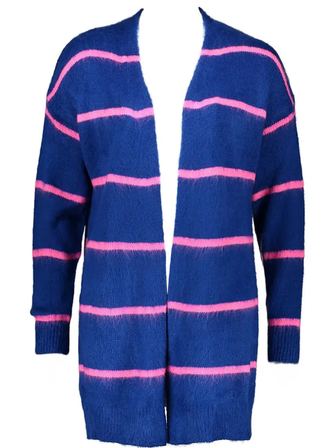 Cardigan in Dunkelblau/ Rosa