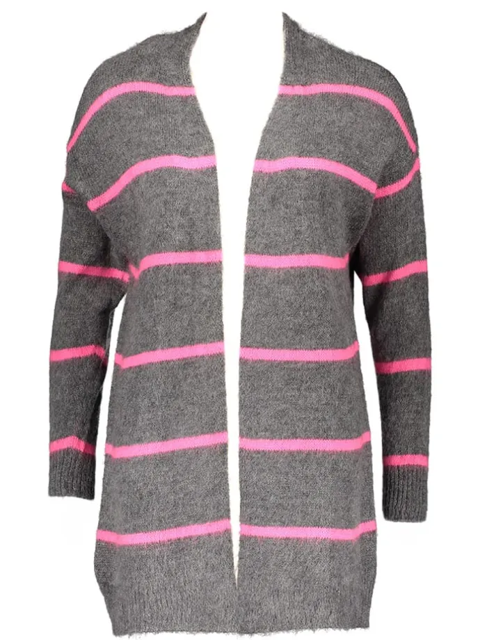 Cardigan in Grau/ Pink