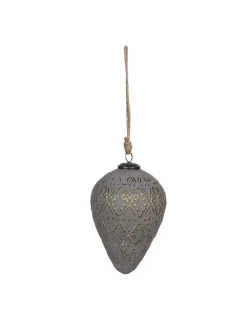Christbaumkugel in Grau/ Gold - (H)15 x  Ø 10 cm