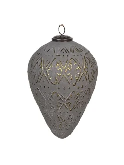 Christbaumkugel in Grau/ Gold - (H)15 x  Ø 10 cm