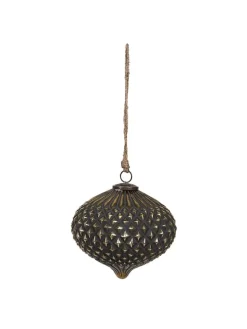 Christbaumkugel in Schwarz/ Gold - (L)13 x  Ø 10 cm