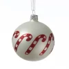 Christbaumkugel Zuckerstange Weihnachtskugel Glas D: 8cm in matt weiß