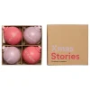 Christbaumkugeln "XMAS" in Pink/ Lila - 4 Stück