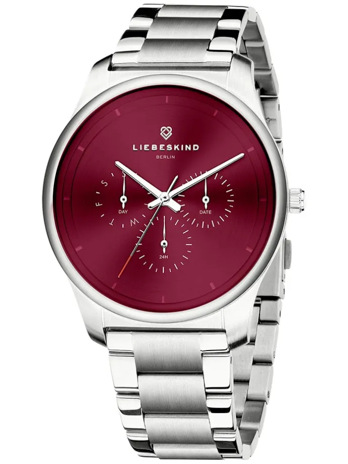 Chronograph in Silber/ Bordeaux