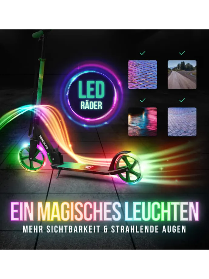 Cityroller LED Scooter " Phantom Pro LED Meteor " in Meteor Grün