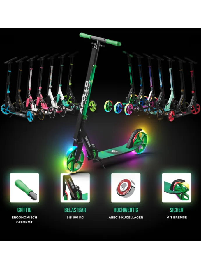 Cityroller LED Scooter " Phantom Pro LED Meteor " in Meteor Grün