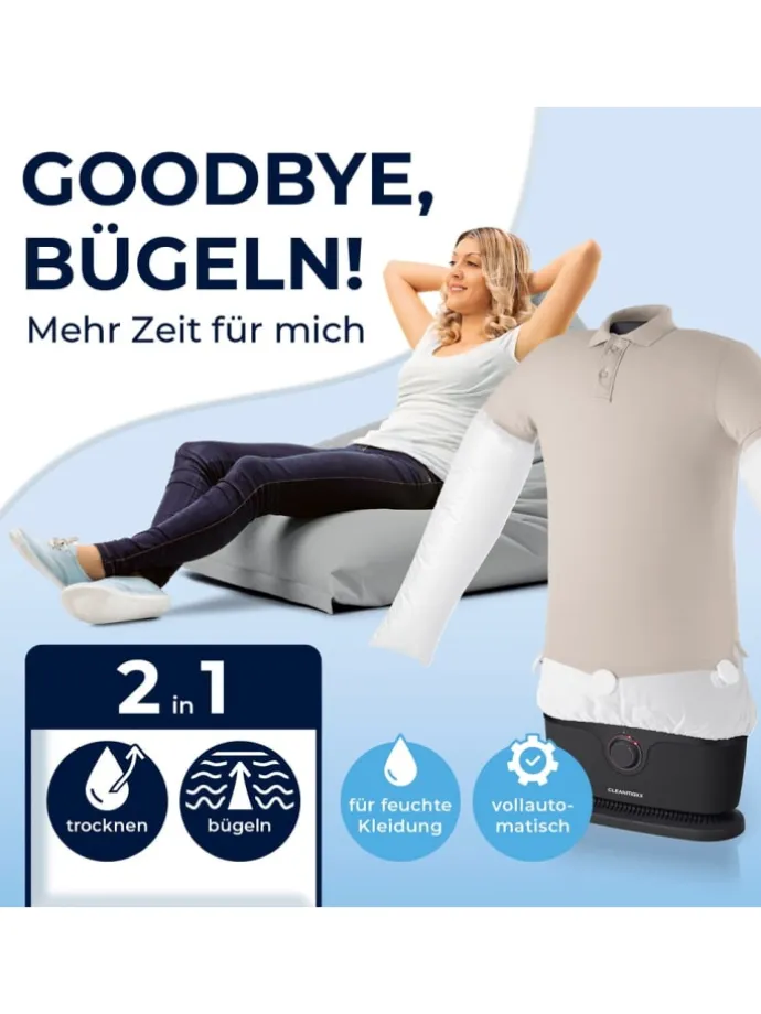 CLEANmaxx Bügler für Hemden, Blusen & Hosen - Schwarz