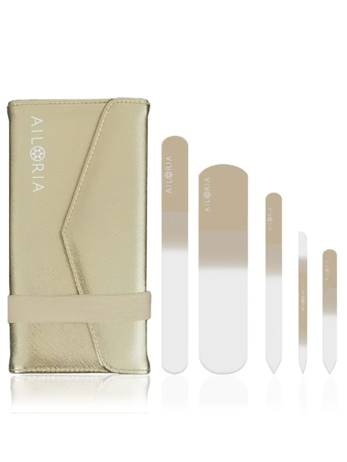 CONTOUR LUXE Glas-Nagelfeilenset in gold