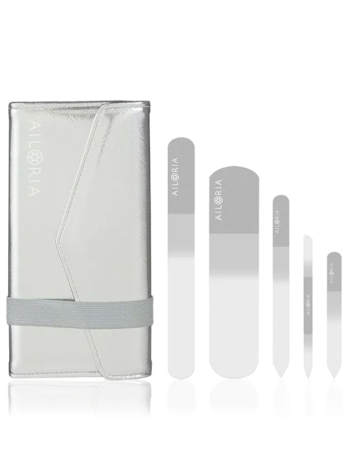 CONTOUR LUXE Glas-Nagelfeilenset in silber