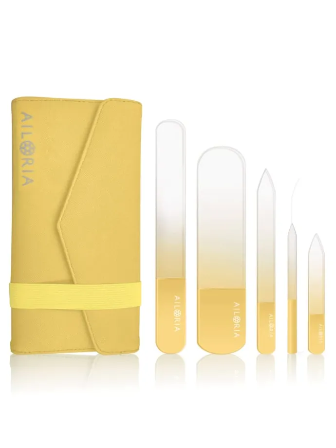 CONTOUR LUXE Glas-Nagelfeilenset in gelb