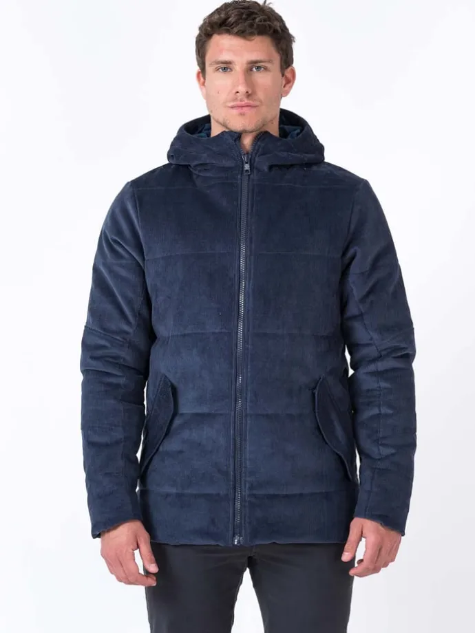 Cord-Steppjacke "New Earth" in Dunkelblau