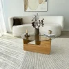 Couchtisch "Mia" in Hellbraun/ Transparent - (H)35 x Ø 75 cm