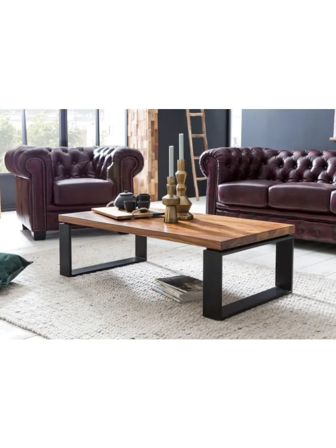Couchtisch WL5.650 115x35x60 cm Massiv Holz Sofatisch mit