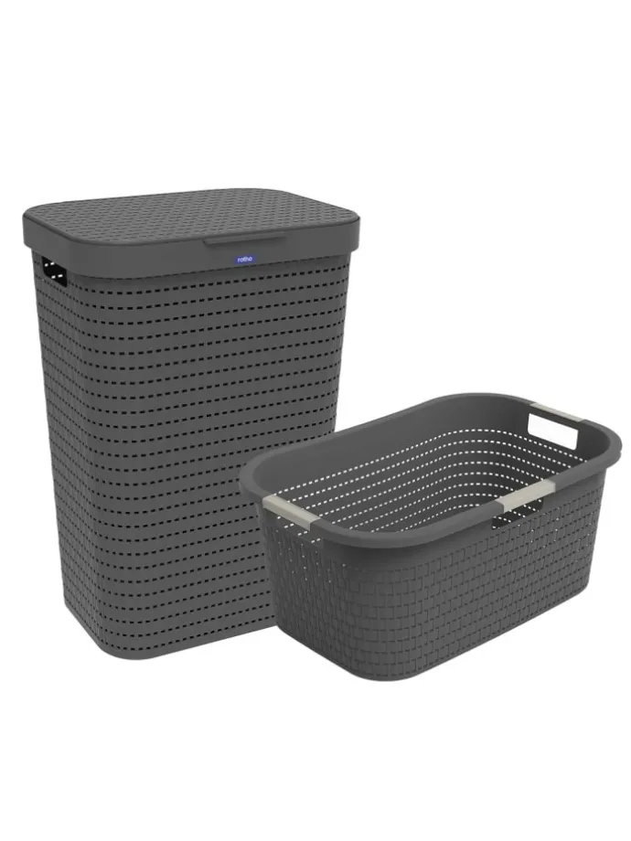 Country Set 2tlg. bestehend aus Korb 40l und Sammler 55l mit Deckel in Anthrazit