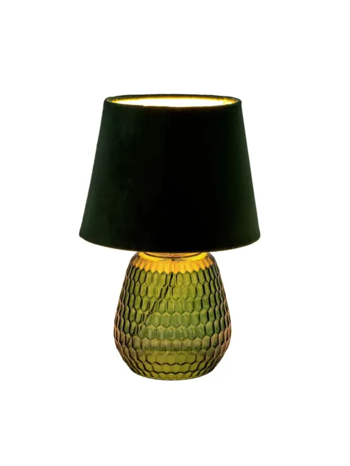 Crystal Velours Tischleuchte max40W E14 Grün 230V Glas/Stoff