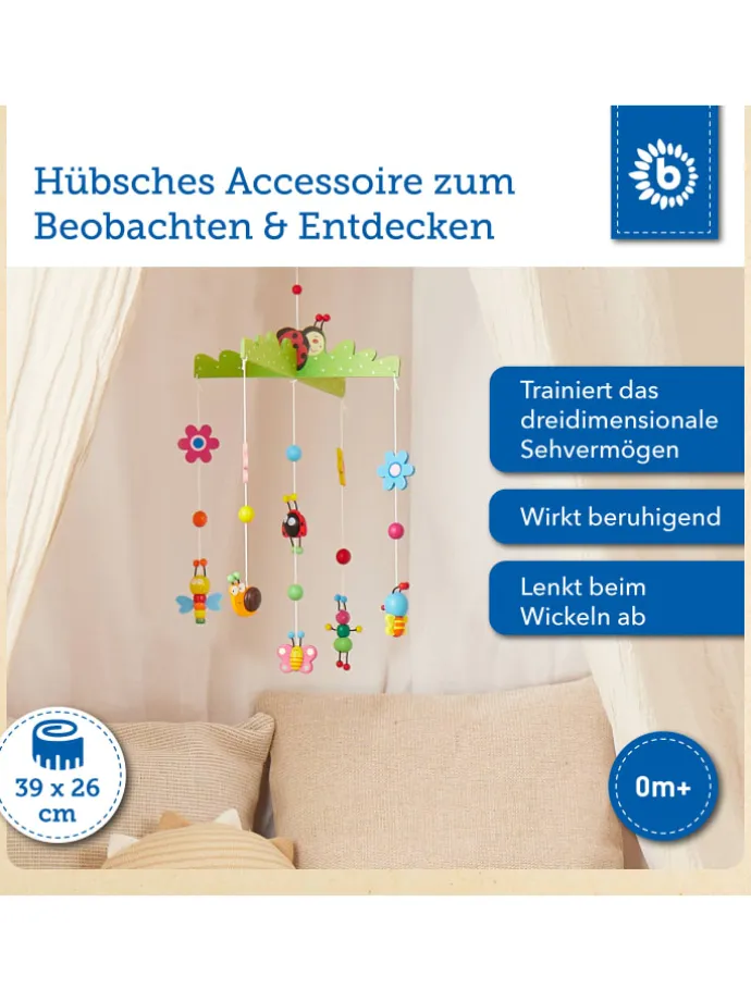 3D Baby Mobile Käferchen Holz - ab Geburt in mehrfarbig