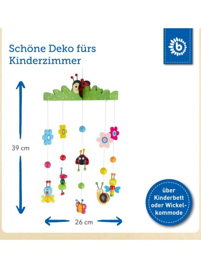 3D Baby Mobile Käferchen Holz - ab Geburt in mehrfarbig