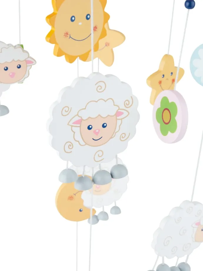3D Baby Mobile Schaf Betty Holz - ab Geburt in Gelb