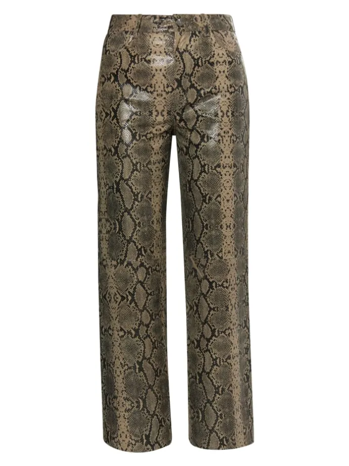 Damen Lederhose in Beige Schlange