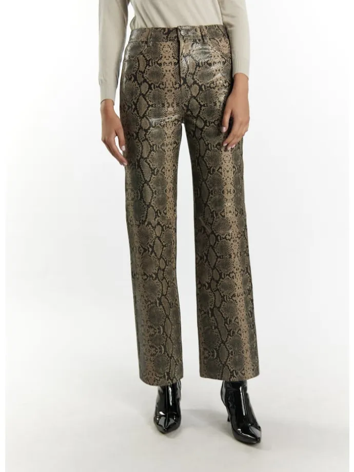 Damen Lederhose in Beige Schlange