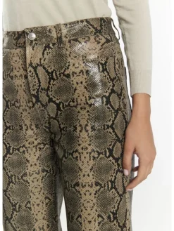 Damen Lederhose in Beige Schlange