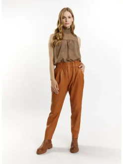 Damen Lederhose in Cognac