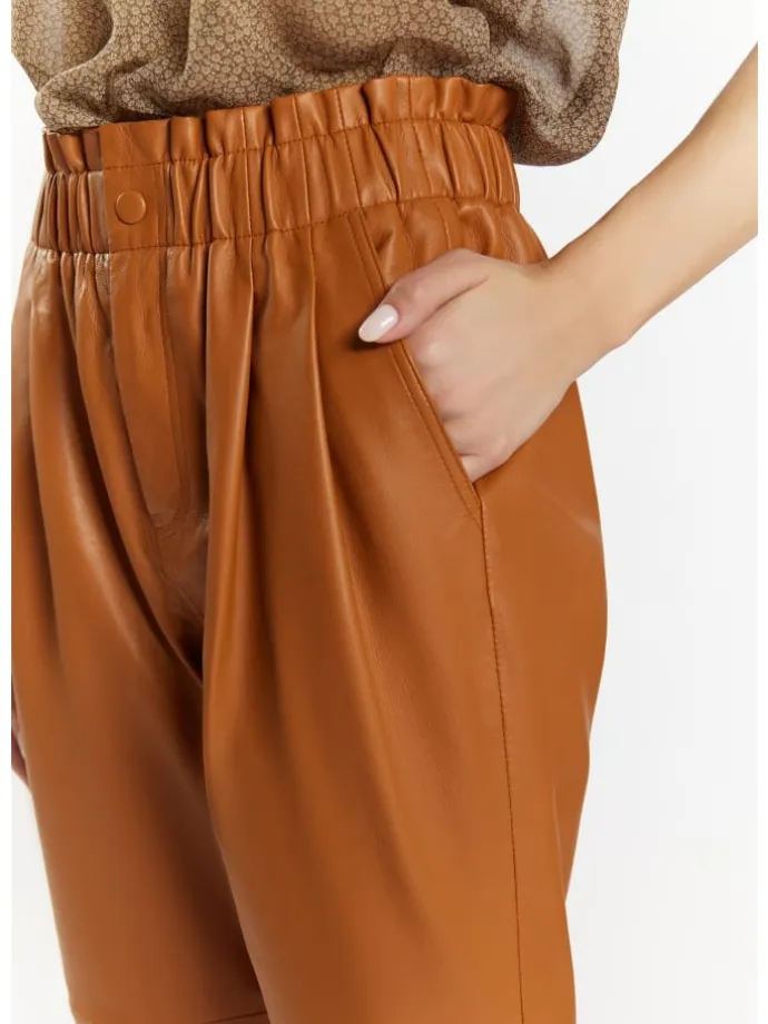 Damen Lederhose in Cognac