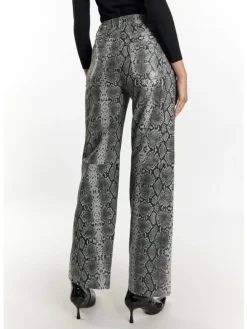 Damen Lederhose in Grau Schlange