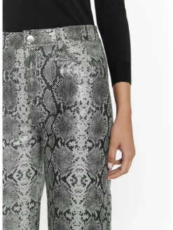 Damen Lederhose in Grau Schlange