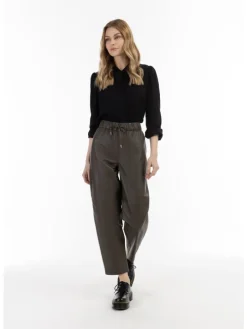 Damen Lederhose in Taupe