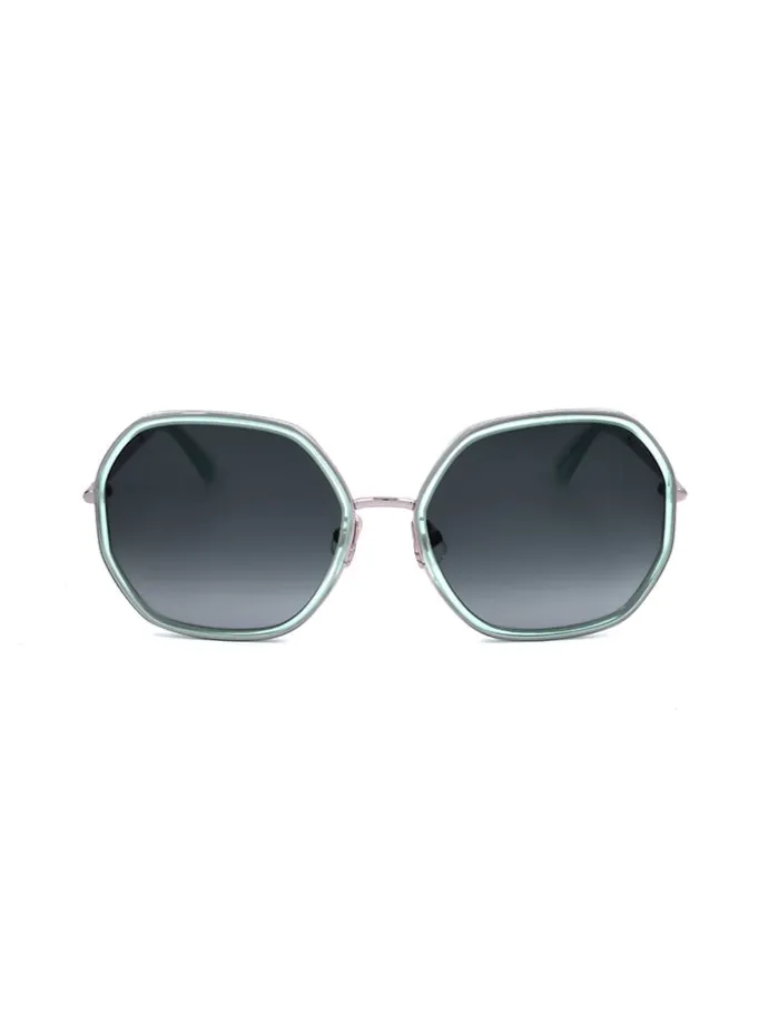 Damen-Sonnenbrille in Silber/ Dunkelblau