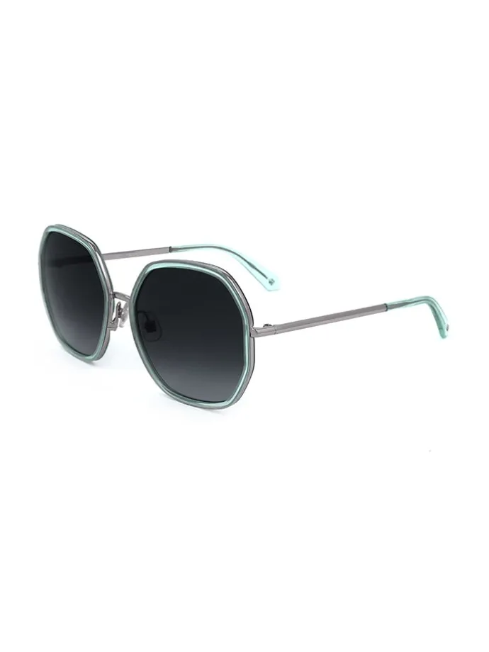 Damen-Sonnenbrille in Silber/ Dunkelblau
