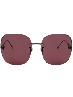 Damen-Sonnenbrille in Silber/ Dunkelrot