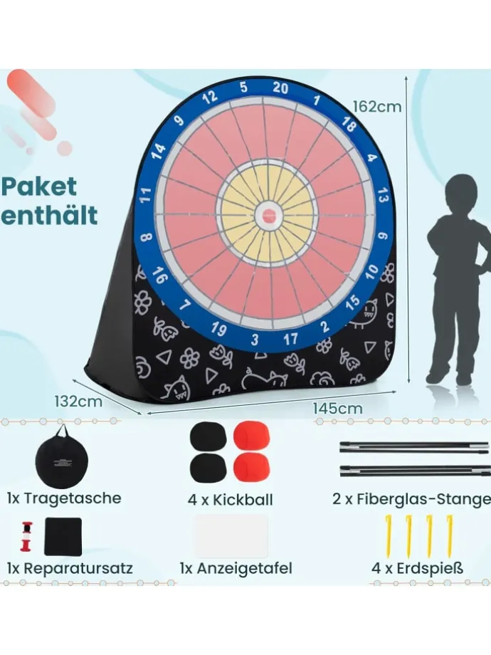 Dart Wurfspiel Set Kinder 145cm in Schwarz