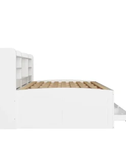 Daybett in Weiß 140x200 cm mit LED USB und 3 Schubladen ohne Matratze