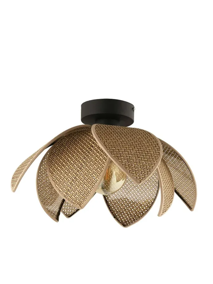 Deckenleuchte in Beige/ Schwarz - (H)26 x Ø 40 cm