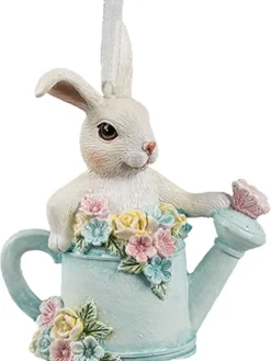 Dekoanhänger "Kaninchen" in Weiß/ Mint - (B)8 x (H)10 x (T)4 cm