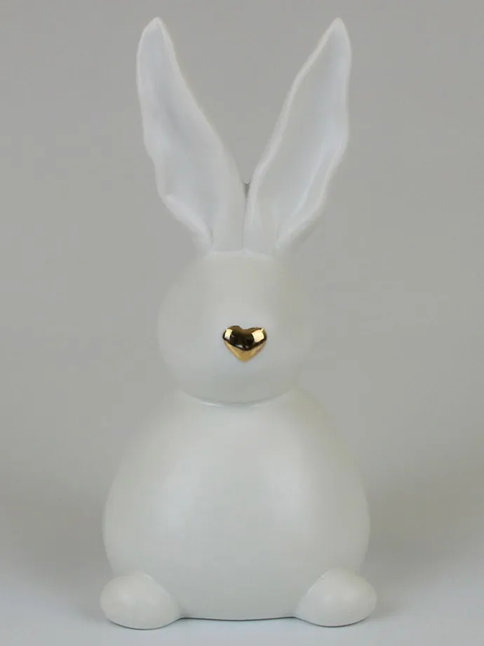 Dekofigur ''Hase'' in Weiß - (B)11 x (H)21 x (T)10 cm