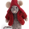Dekofigur ''Mouse'' in Grau/ Rot - (B)4,5 x (H)13 x (T)4 cm