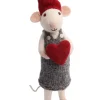 Dekofigur ''Mouse'' in Grau/ Weiß/ Rot - (B)6 x (H)27 x (T)6 cm