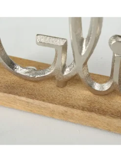 Dekoobjekt "Glück" in Natur/ Silber - (B)30 x (H)17 x (T)7 cm