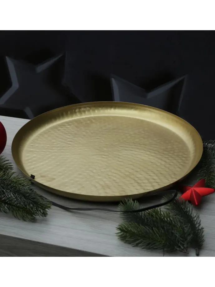 Dekotablett Dekoteller aus Metall magnetisch D: 38,5cm in gold