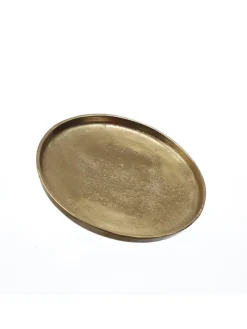 Dekoteller Dekotablett runder Kerzenteller Aluminium D: 20cm in gold