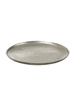 Dekoteller Dekotablett runder Kerzenteller Aluminium D: 20cm in silber