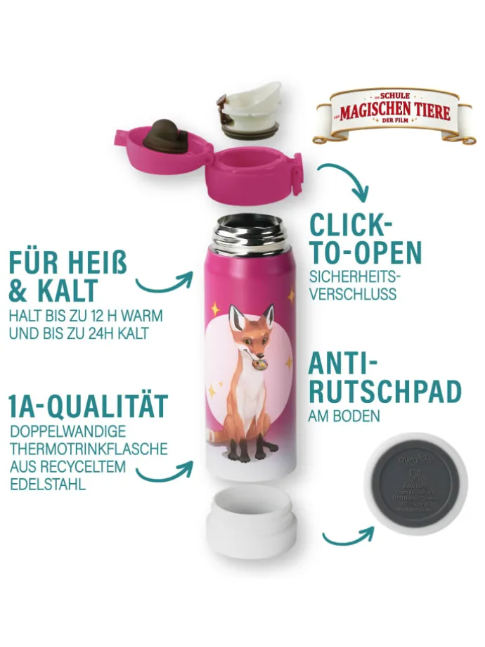 Die Schule der Magischen Tiere Trinkflasche | 380 ml in Beerenrot | Rabbat