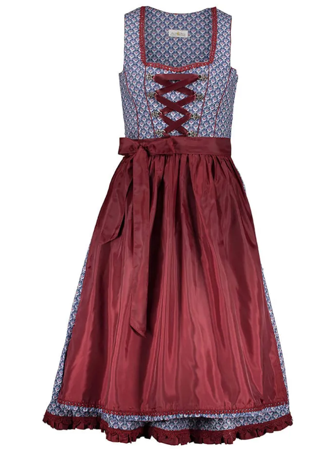 Dirndl in Blau/ Bordeaux