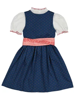 Dirndl in Dunkelblau/ Koralle