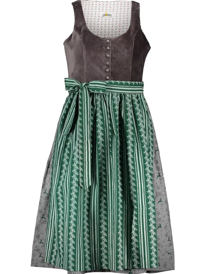Dirndl in Grau/ Grün